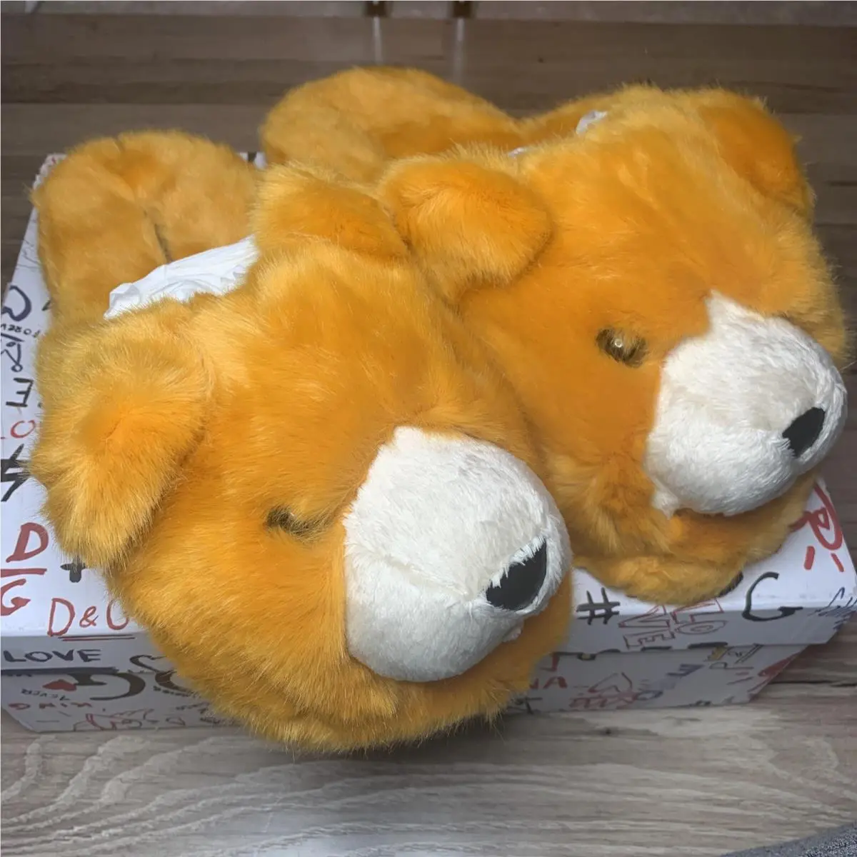 Dolce Gabbana Shoes Slippers Sandals Yellow Teddy Bear sz EU45 US12 Rrp