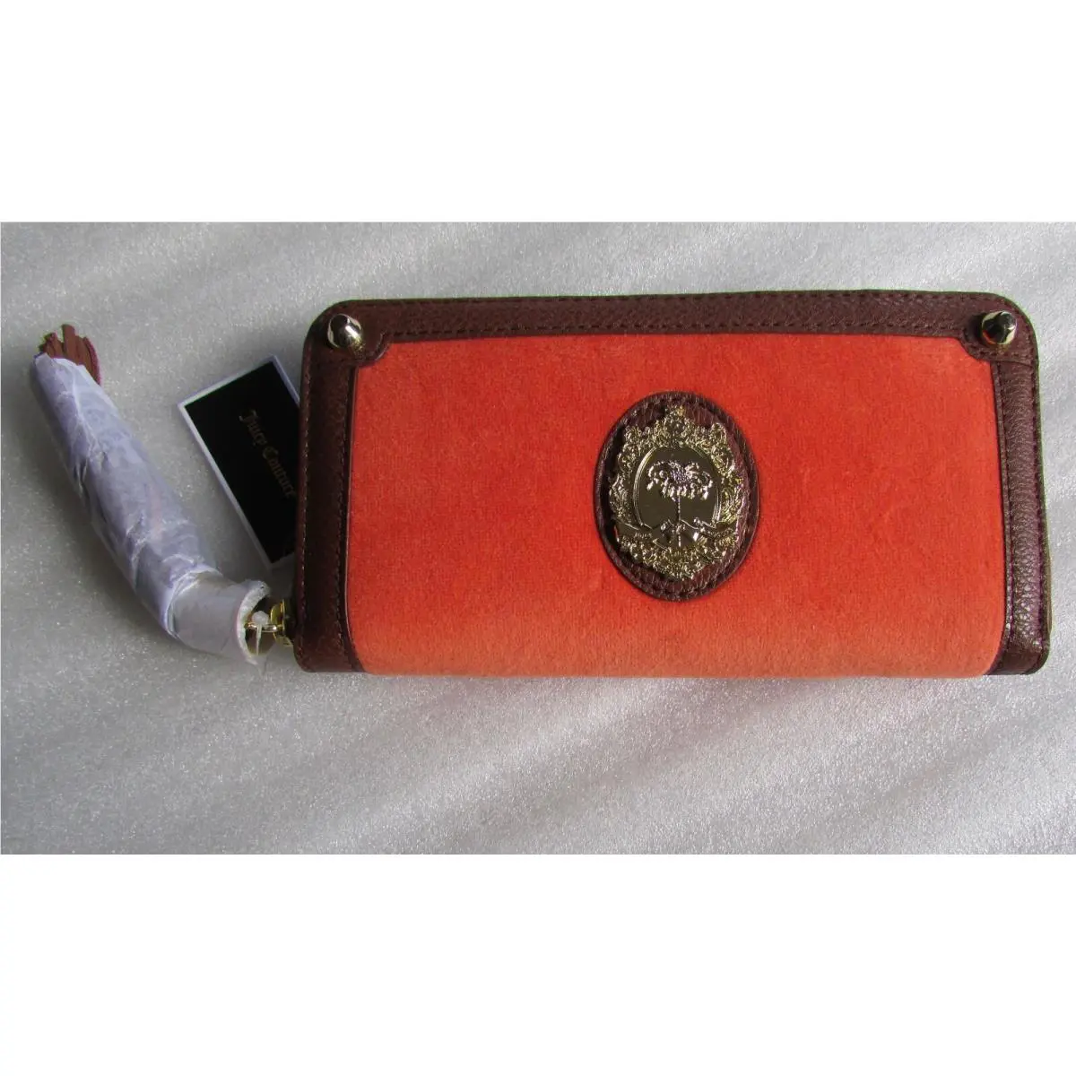 Juicy Couture Wallet Malibu Girl Ciara Orange Velour Vintage