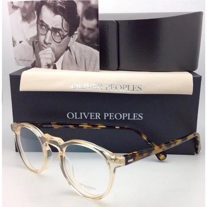 Oliver Peoples Eyeglasses Gregory Peck OV 5186 1485 50-23 Round Buff Tortoise