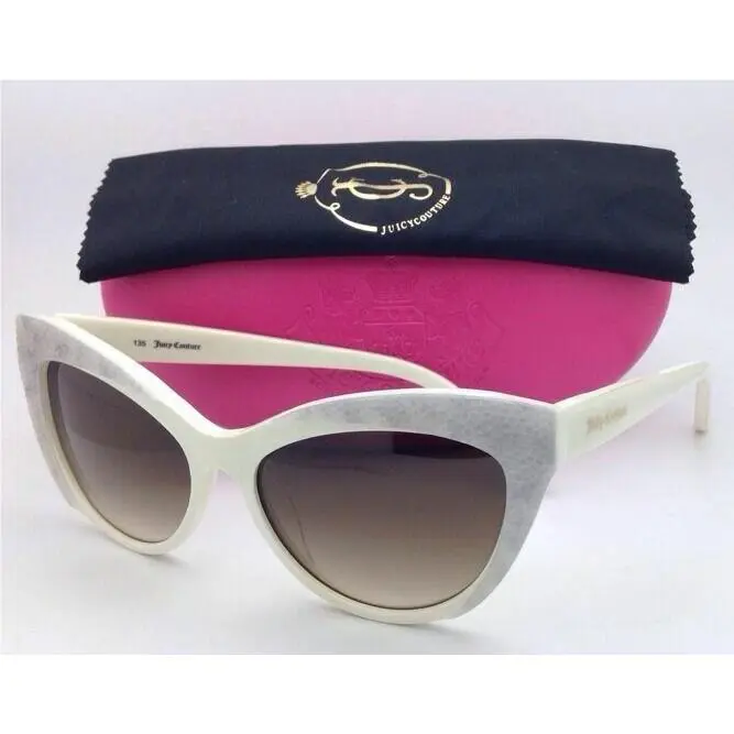 Juicy Couture Cat Eye Sunglasses JU 539/S 0EG8 Y6 White W/brown Faded Lenses