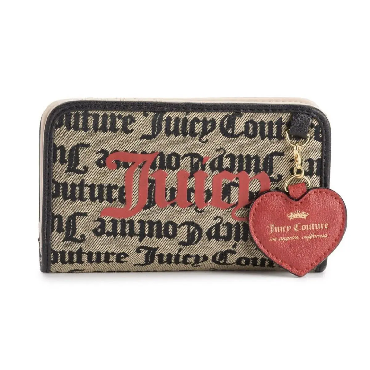 Logo Pop-out Heart Key Chain w Zip-around Flap Wallet by Juicy Couture