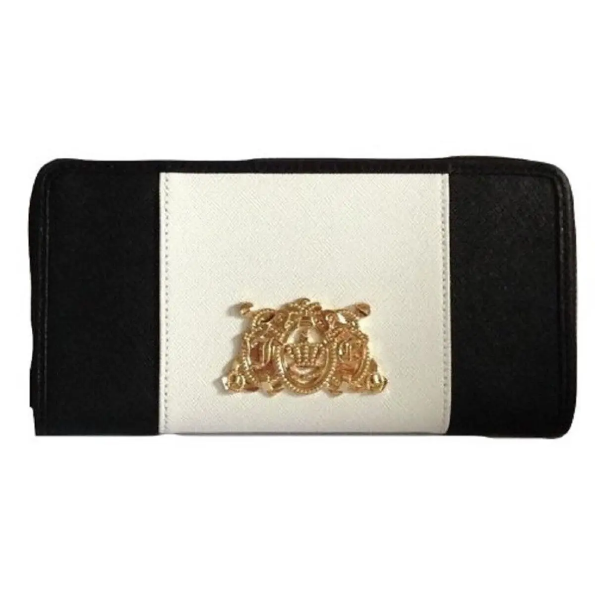 Juicy Couture YSRUS084 Dual Color Navy Blue White Large Zip Wallet 8x4