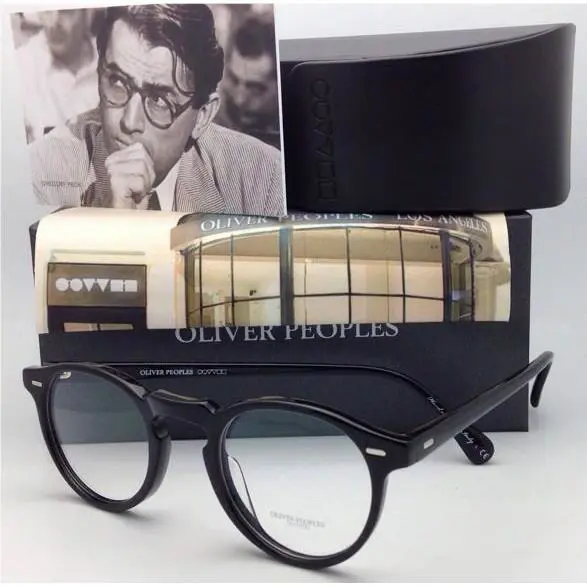 Oliver Peoples Eyeglasses Gregory Peck OV 5186 1005 45-23 Round Black Frames