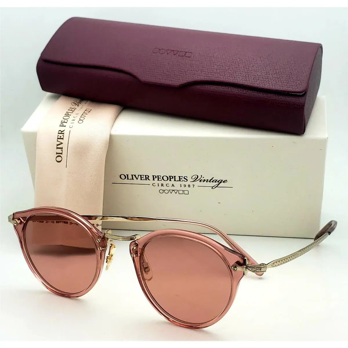 Oliver Peoples Photochromic Sunglasses OV5184-S 1636P0 47-24 Rose 18K GP Frames