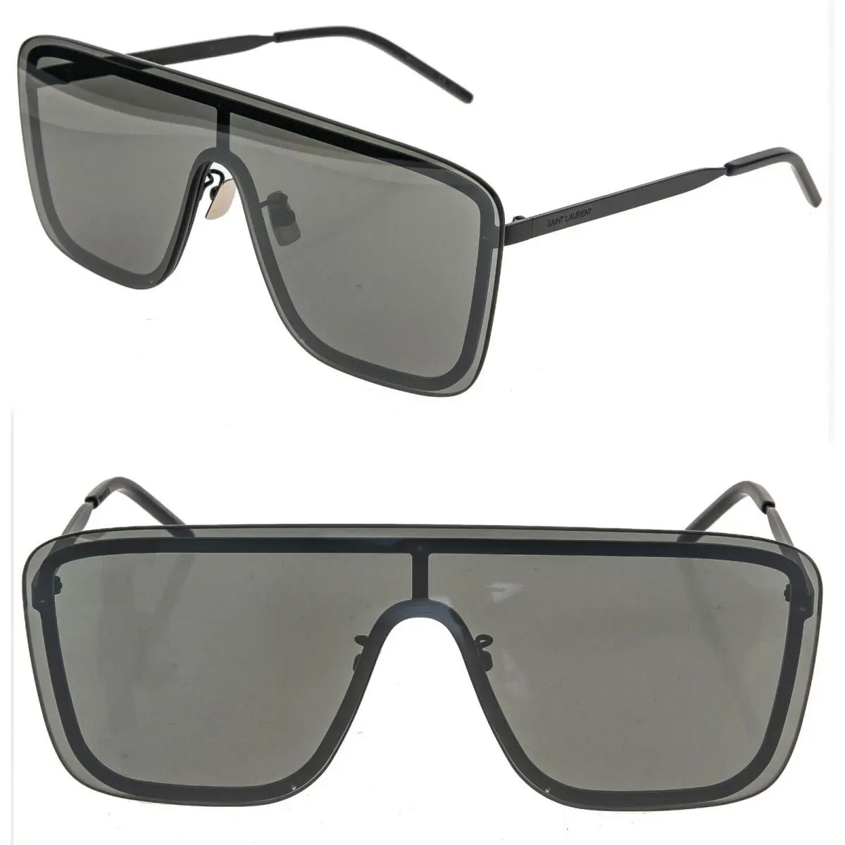 Saint Laurent 364 Mask Ysl SL364 003 Black Silver Mirror Unisex Shield Sunglass by Yves Saint Laurent