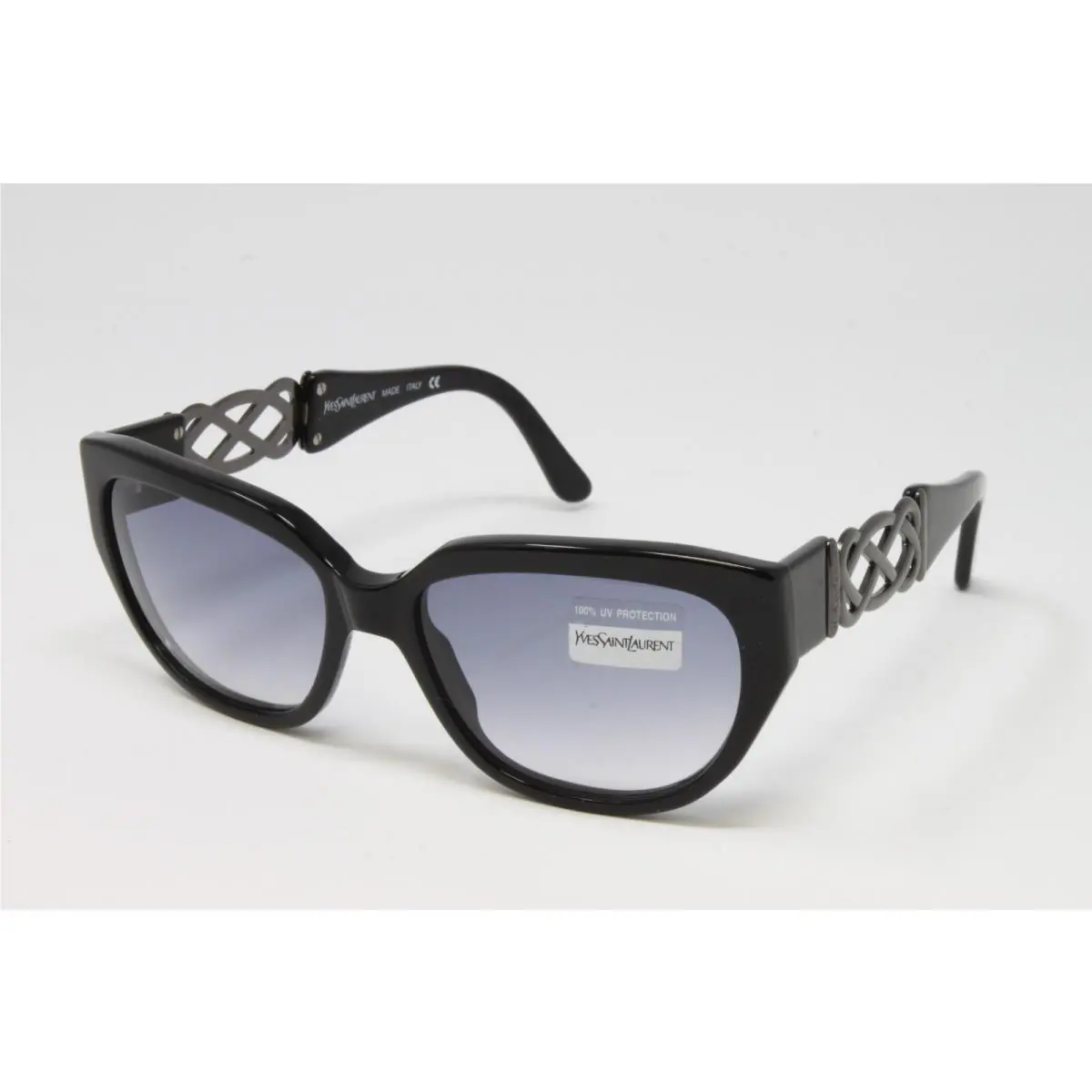 Vintage Ives Saint Laurent Sunglasses Women`s Cat-eye Black Blue Gradient Lens by Yves Saint Laurent