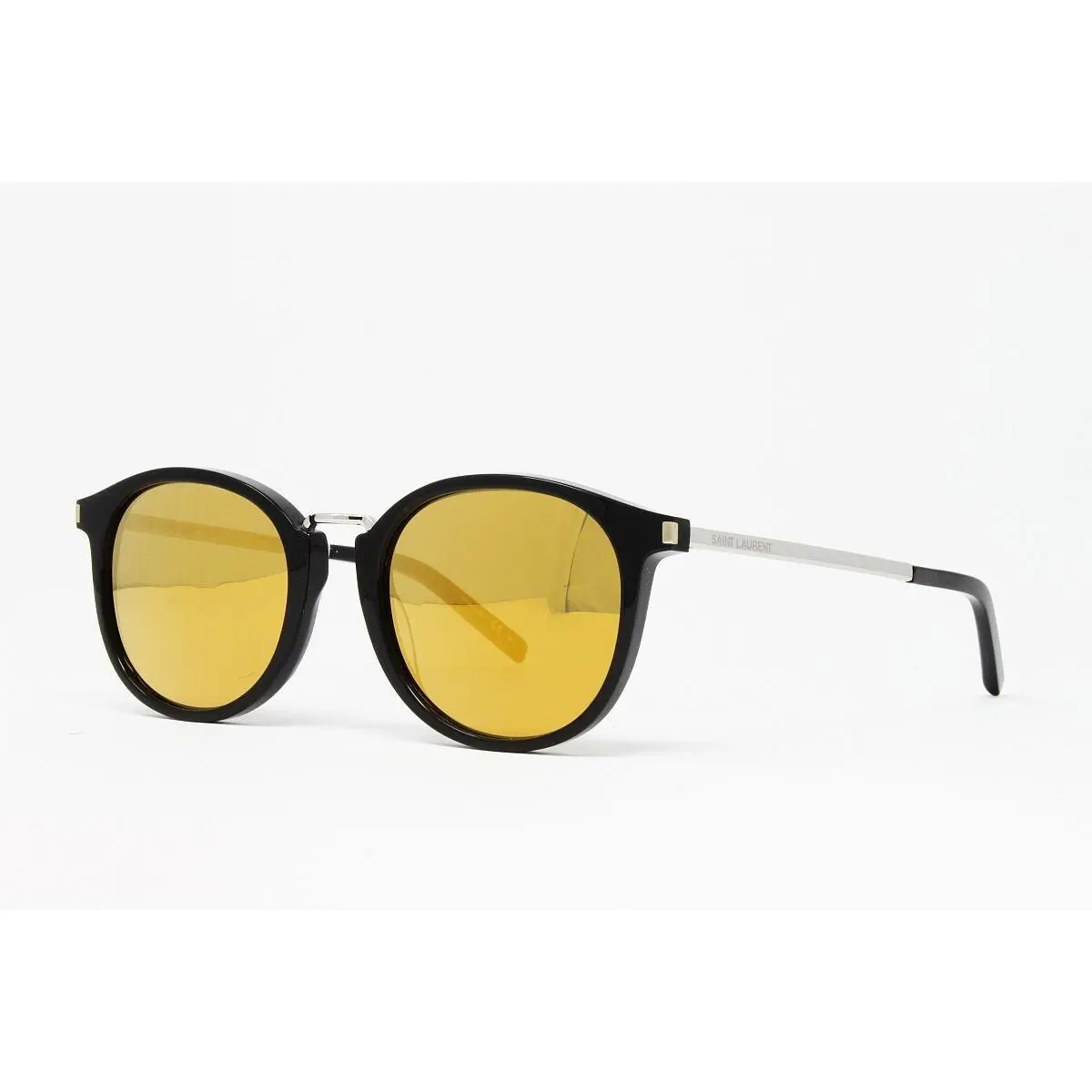 Saint Laurent Sunglasses Unisex Round SL130 Combi 008 Black Silver 51mm by Yves Saint Laurent
