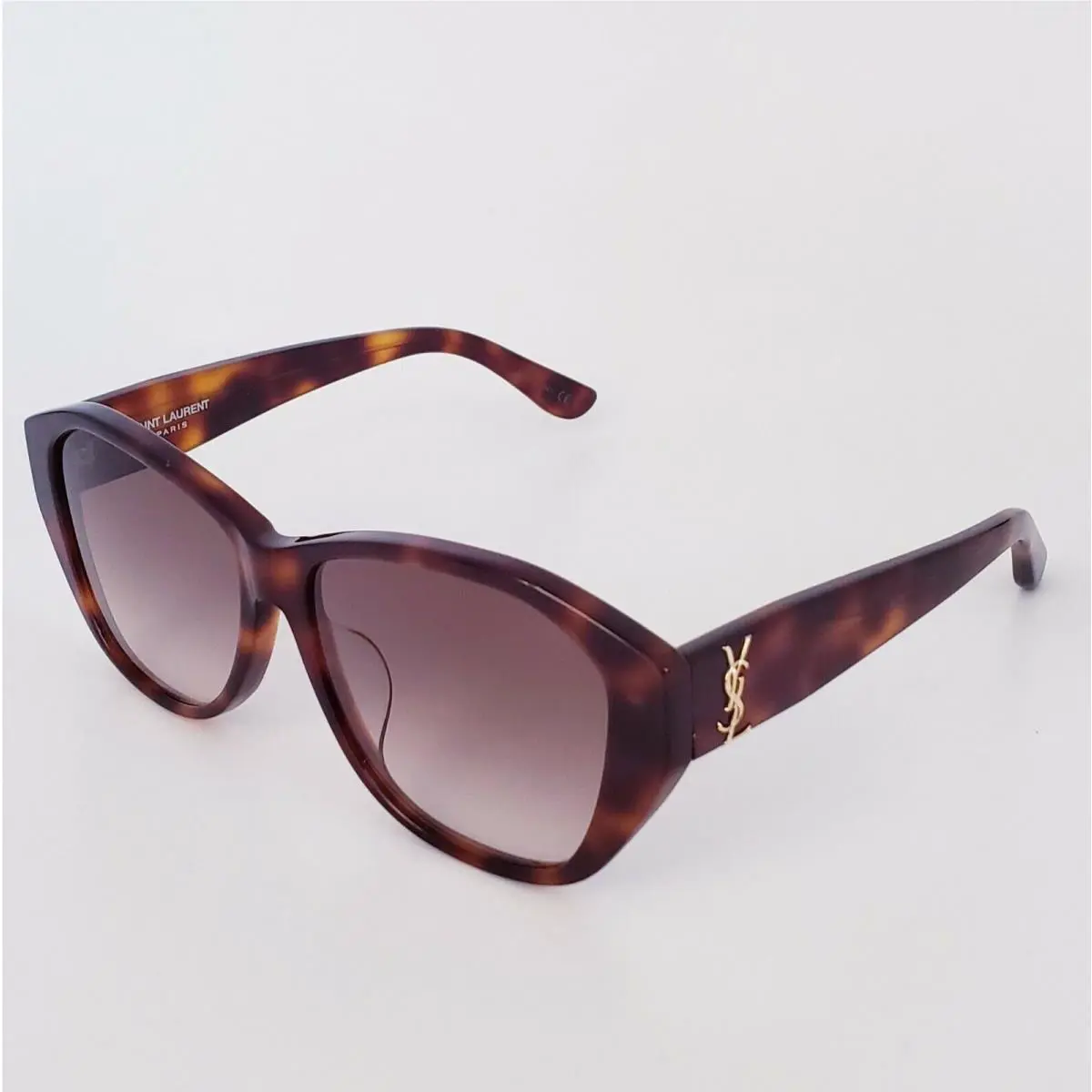 Saint Laurent Ysl SLM8/F 003 Havana Brown Gold Logo 57 mm Women`s Sunglasses by Yves Saint Laurent