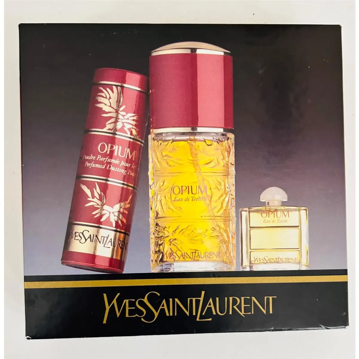 Vintage Ysl Opium Edt 1.0 fl oz 0.26 fl oz Perfumed Powder 0.75 oz Freesh by Yves Saint Laurent