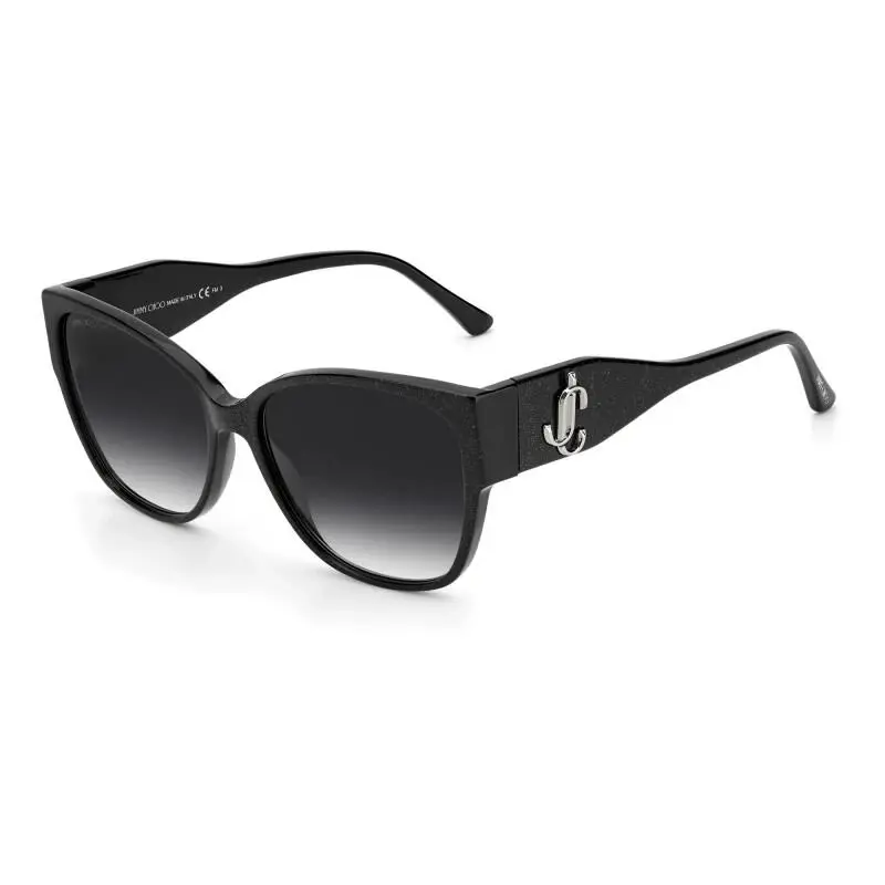 Jimmy Choo Women`s Sunglasses Shay Glitter Black Dxf 58-16-140 W/case Italy - Frame: Glitter Black, Lens: Grey Gradient