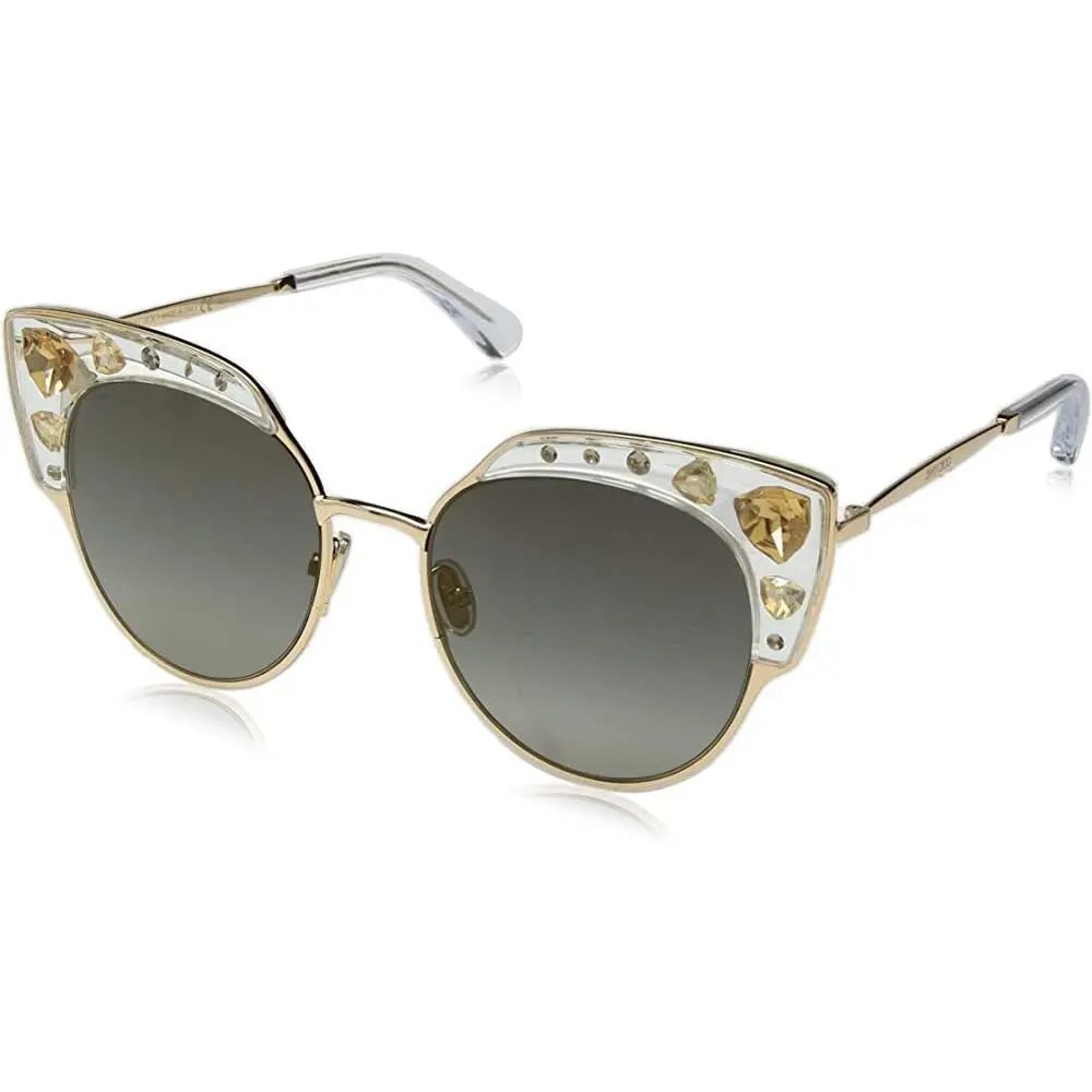 Jimmy Choo Audrey S Rej Crystal Gold Sunglasses Swarovski Gradient Lens 54mm