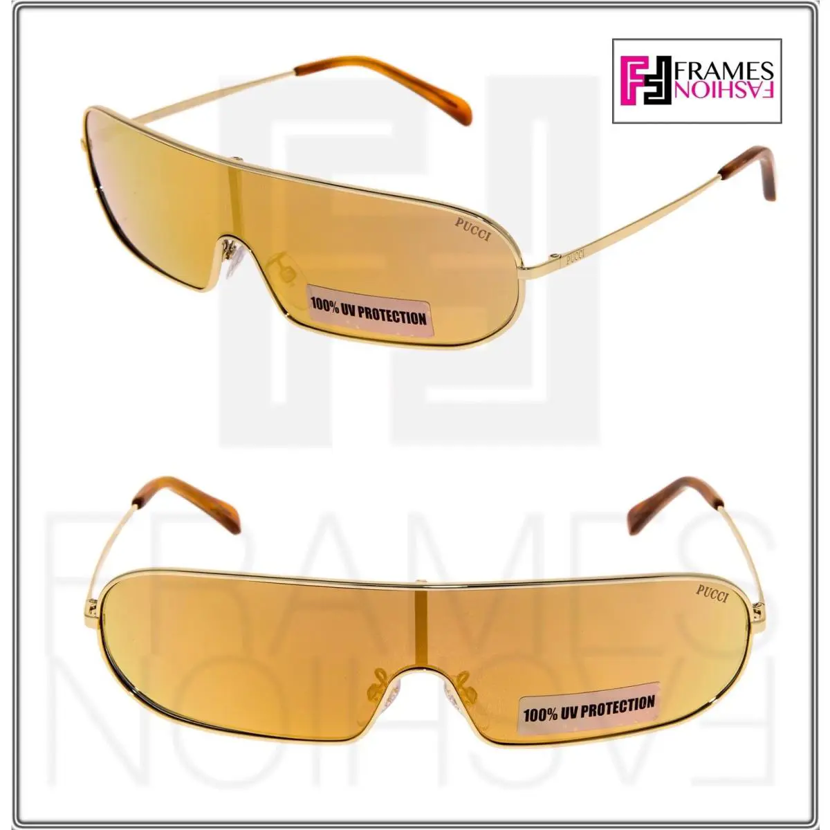 Jimmy Choo Emilio Pucci EP68 Thin Wrap Futuristic Gold Mirrored Sunglasses EP 68 Unisex