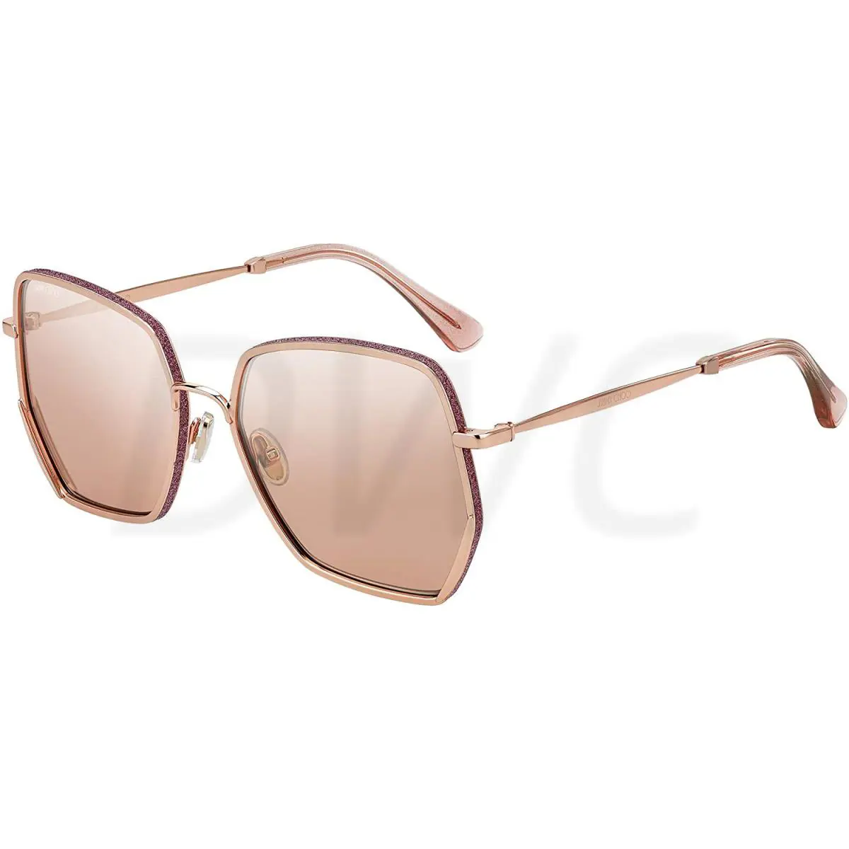 Jimmy Choo Butterfly Aline/s 0EYR 2S 58-17-145 Rose Gold Frames Woman Sunglasses - Frame: Rose Gold, Lens: Pink