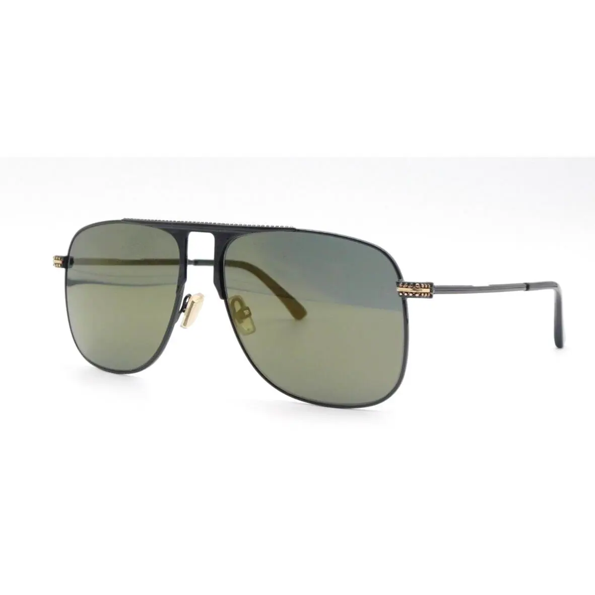 Jimmy Choo Men`s Dan/s 807K1 Black Gold Aviator Brown Lens Sunglasses