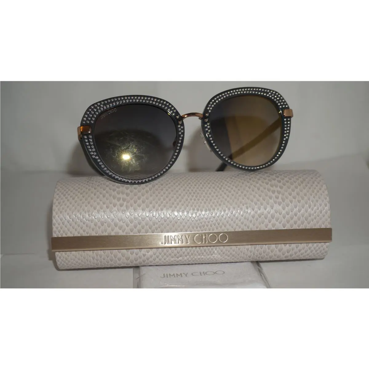 Jimmy Choo Sunglasses Grey Gold Gold Gradient Mirror Mori/s FT3FQ 52 21 140