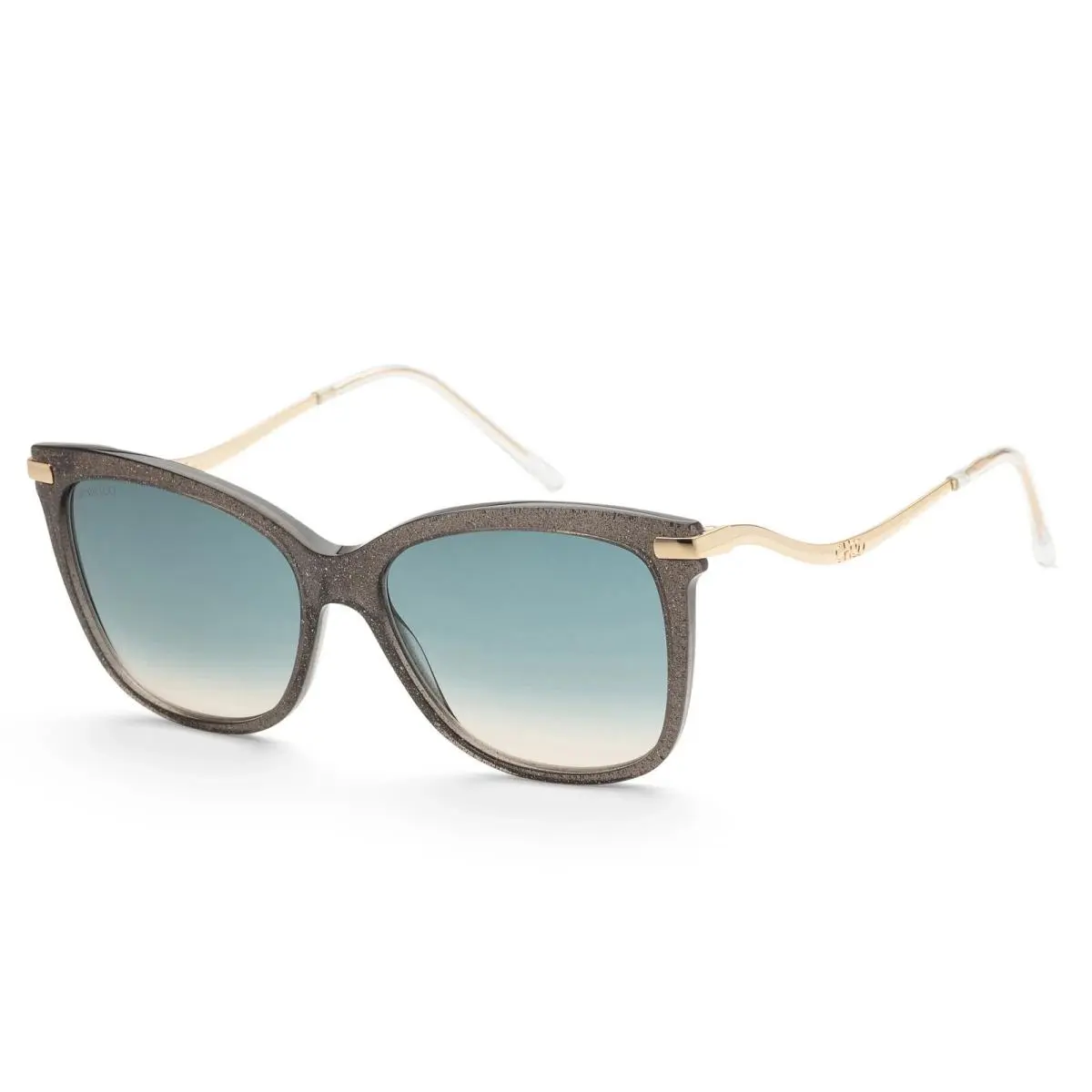 Jimmy Choo Women`s STEFFS-0P4G-I4 Steff 55mm Grey Gold Glitter Sunglasses - Frame: Grey, Lens: Blue, Other Frame: Grey Gold Glitter