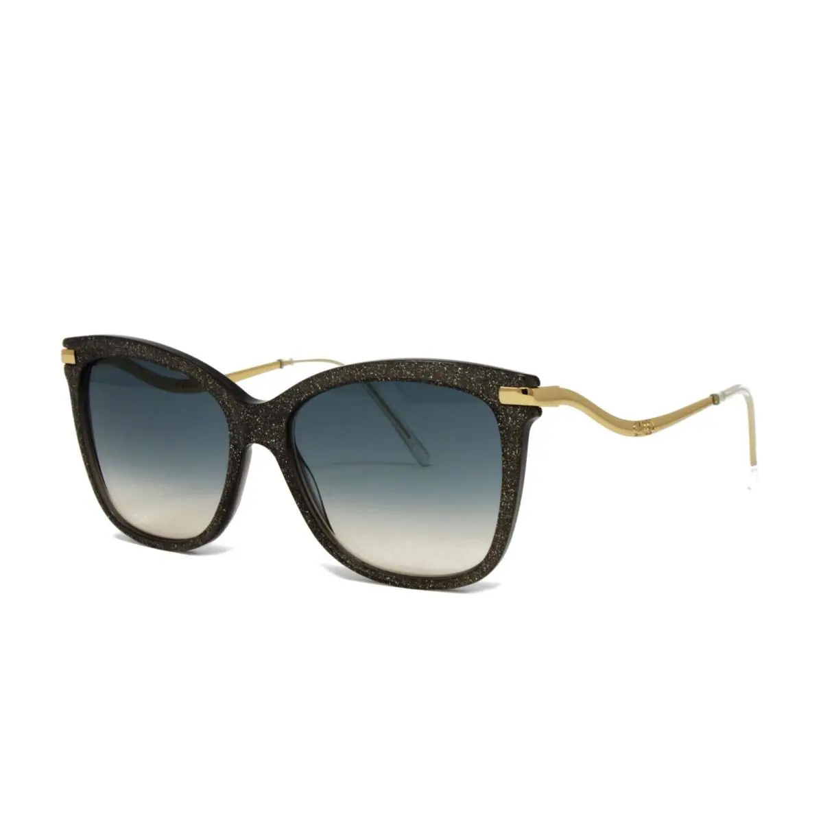 Jimmy Choo Sunglasses Women`s Cat Eye Steff/s P4G Grey Gold Glitter 55mm - Frame: Gray, Lens: Blue