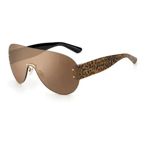 Jimmy Choo Marvin/s 0Y4D VP Aviator Brown Animalier Rimless Sunglasses - Frame: Brown Animalier, Lens: Brown Gold