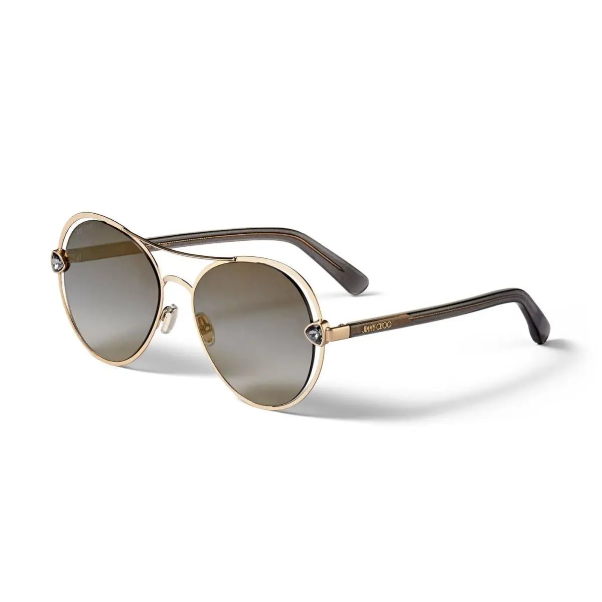 Sarah/s Gold/grey Shaded Gold Mirrored Rhl/fq Sunglasses by Jimmy Choo