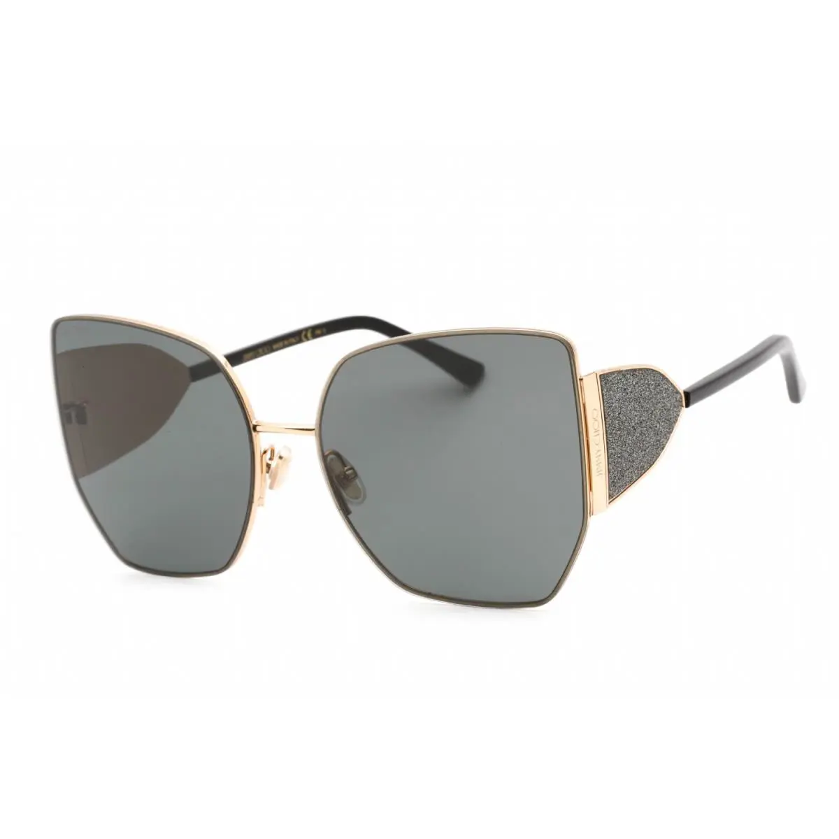 Jimmy Choo River/s 0RHL IR Sunglasses Gold Black Frame Grey Lenses 61mm - Frame: Gold Black, Lens: Gray