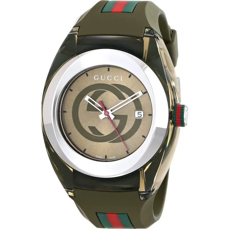 Gucci Sync Xxl 46mm YA137106 Green Rubber Band Green Dial Unisex Watch - Dial: Green, Band: Green, Bezel: Silver