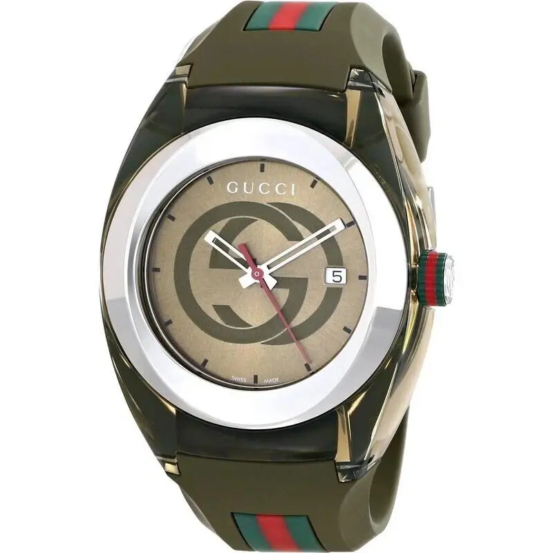 Gucci Sync Xxl 46mm YA137106 Green Rubber Band Green Dial Unisex Watch - Dial: Green, Band: Green, Bezel: Silver