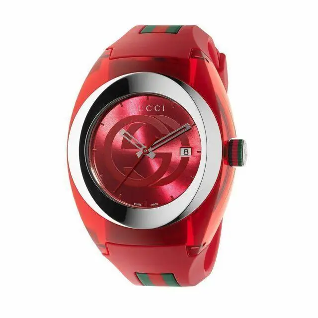 Gucci Sync Xxl Red Rubber Strap 46mm Unisex Watch YA137103 - Dial: Red, Band: Red