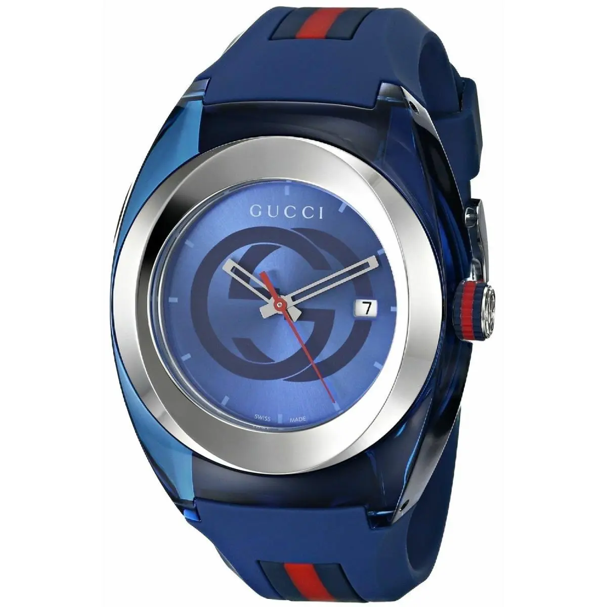 Sync Xxl 46mm YA137104 Blue Rubber Band Blue Dial Unisex Watch by Gucci