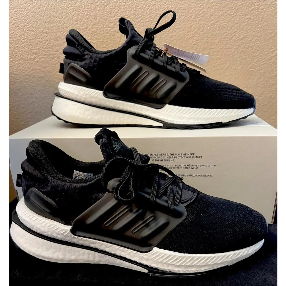 X_plrboost Running Shoes Black White Men`s Size 12 ID9432 by Adidas