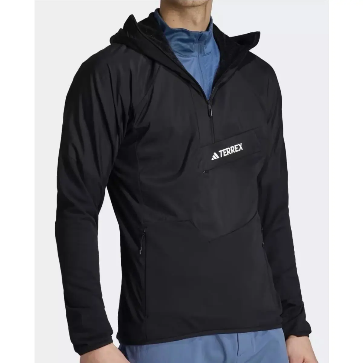 Adidas clothing - TERREX TECHROCK ULTRALIGHT 1/2-ZIP HOODED FLEECE JACKET - HJ7363 - Black 8