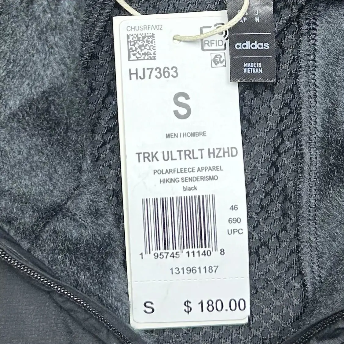 Adidas clothing - TERREX TECHROCK ULTRALIGHT 1/2-ZIP HOODED FLEECE JACKET - HJ7363 - Black 4