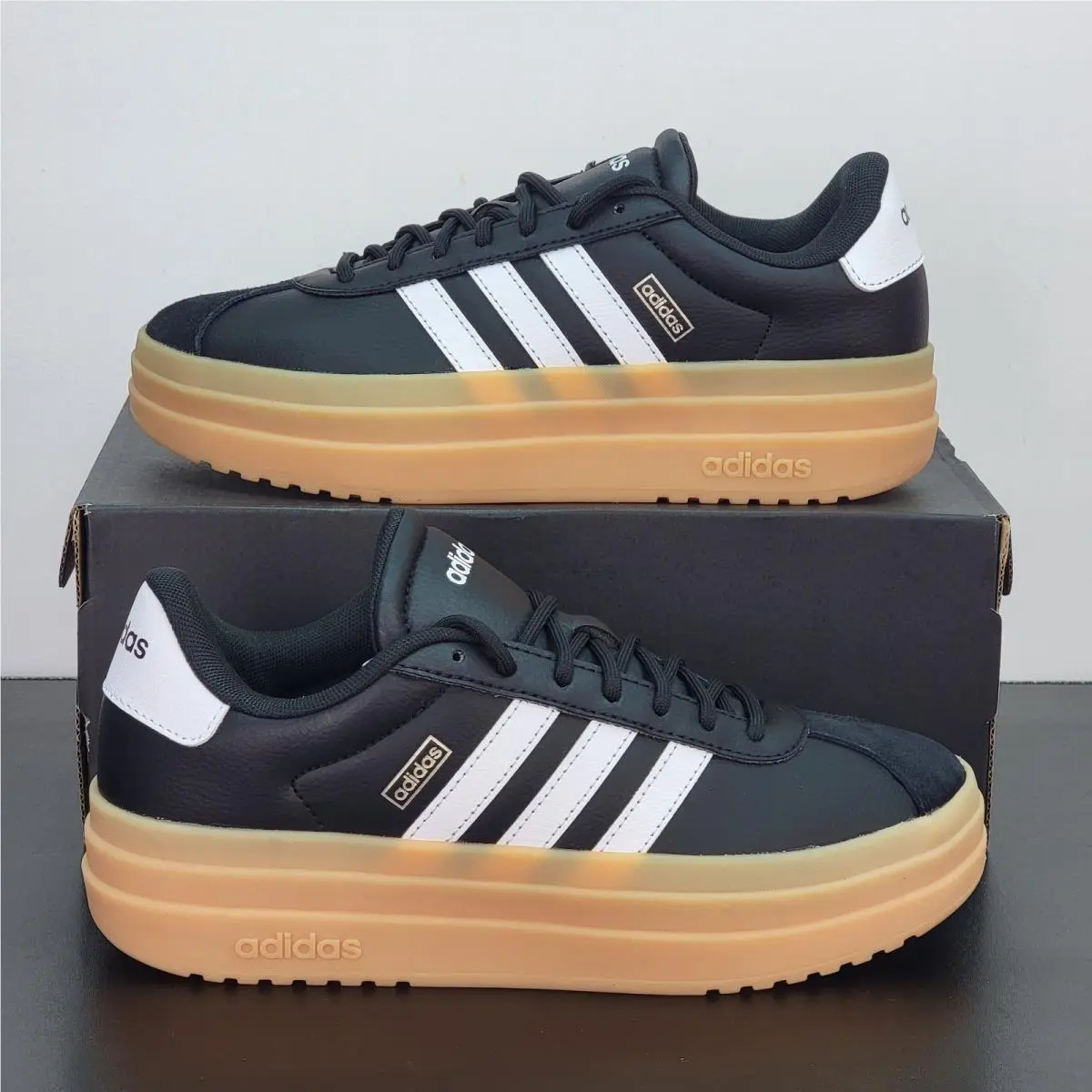 VL Court Women`s Size 8 Athletic Shoes Black White Casual Sneakers by Adidas