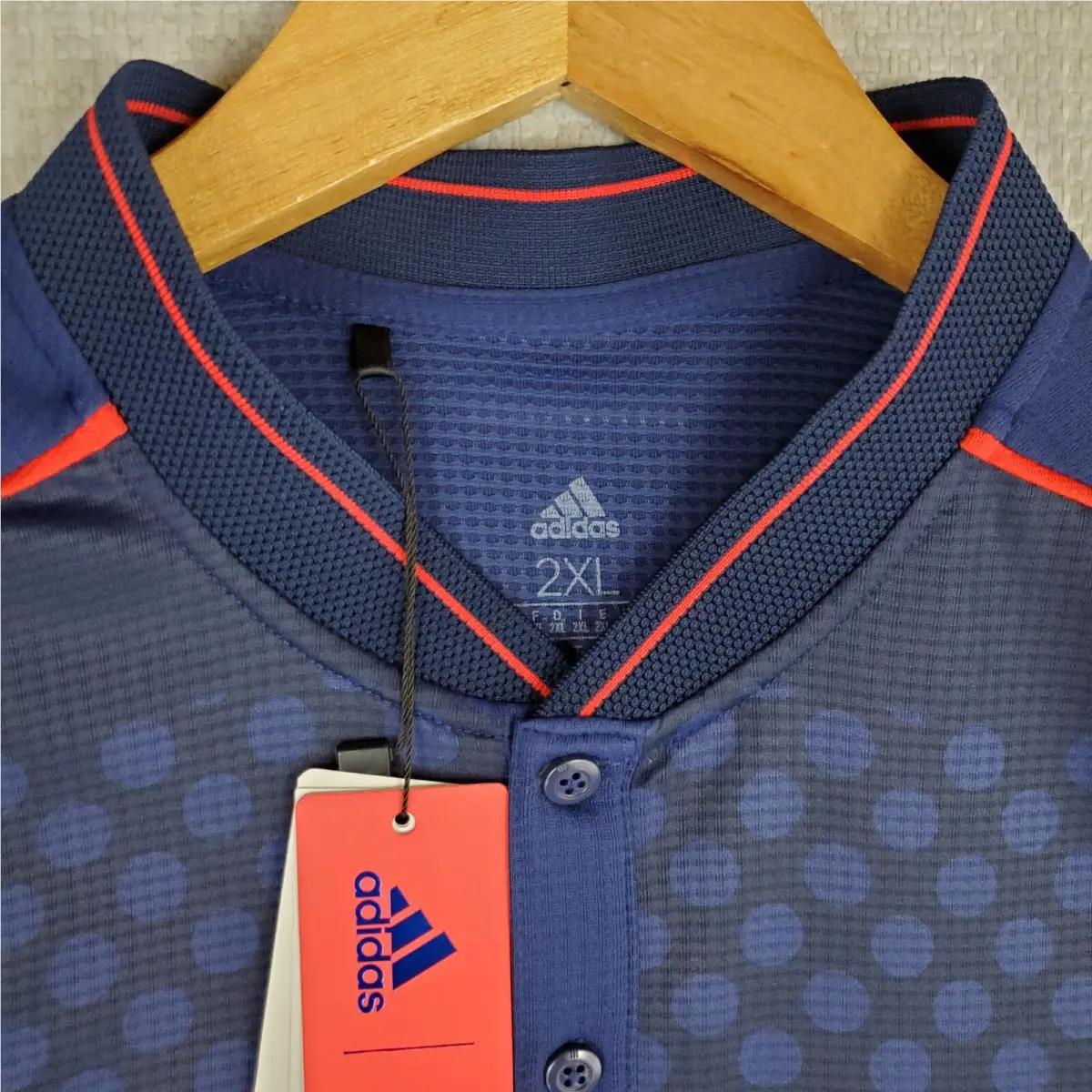 Adidas clothing - short sleeve performance golf tennis casual UV Protection breathable button up front down mens size wicking stretchy adidas trefoil collar nwt size L usa olympics ryder cup henley collar Heat Rdy - Blue 11