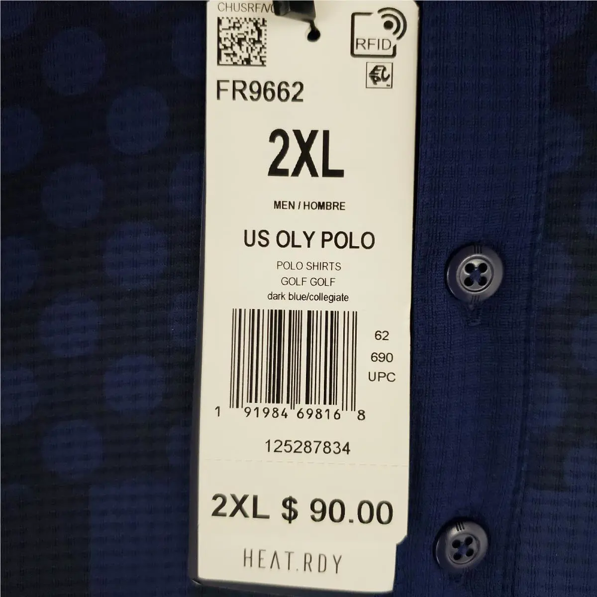 Adidas clothing - short sleeve performance golf tennis casual UV Protection breathable button up front down mens size wicking stretchy adidas trefoil collar nwt size L usa olympics ryder cup henley collar Heat Rdy - Blue 6