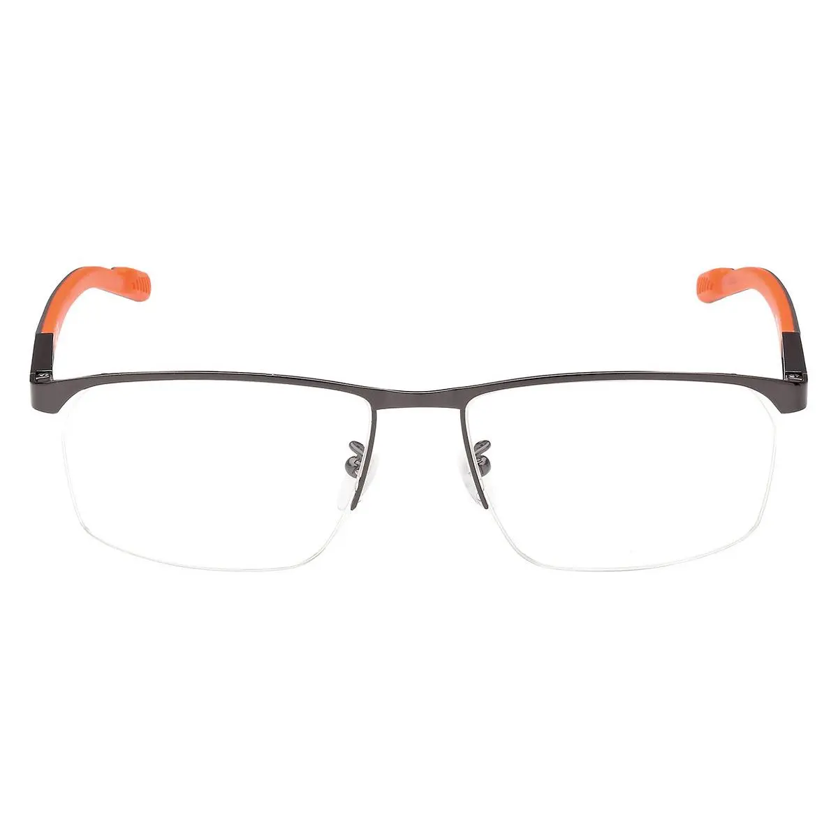 Men`s Shiny Gunmetal Semi-rimless Rectangle Eyeglass Frames SP5050 008 55 by Adidas