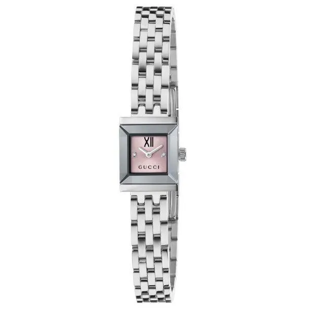 Gucci G-frame Quartz SS 14x18mm Pink Dial Women`s Watch YA128539