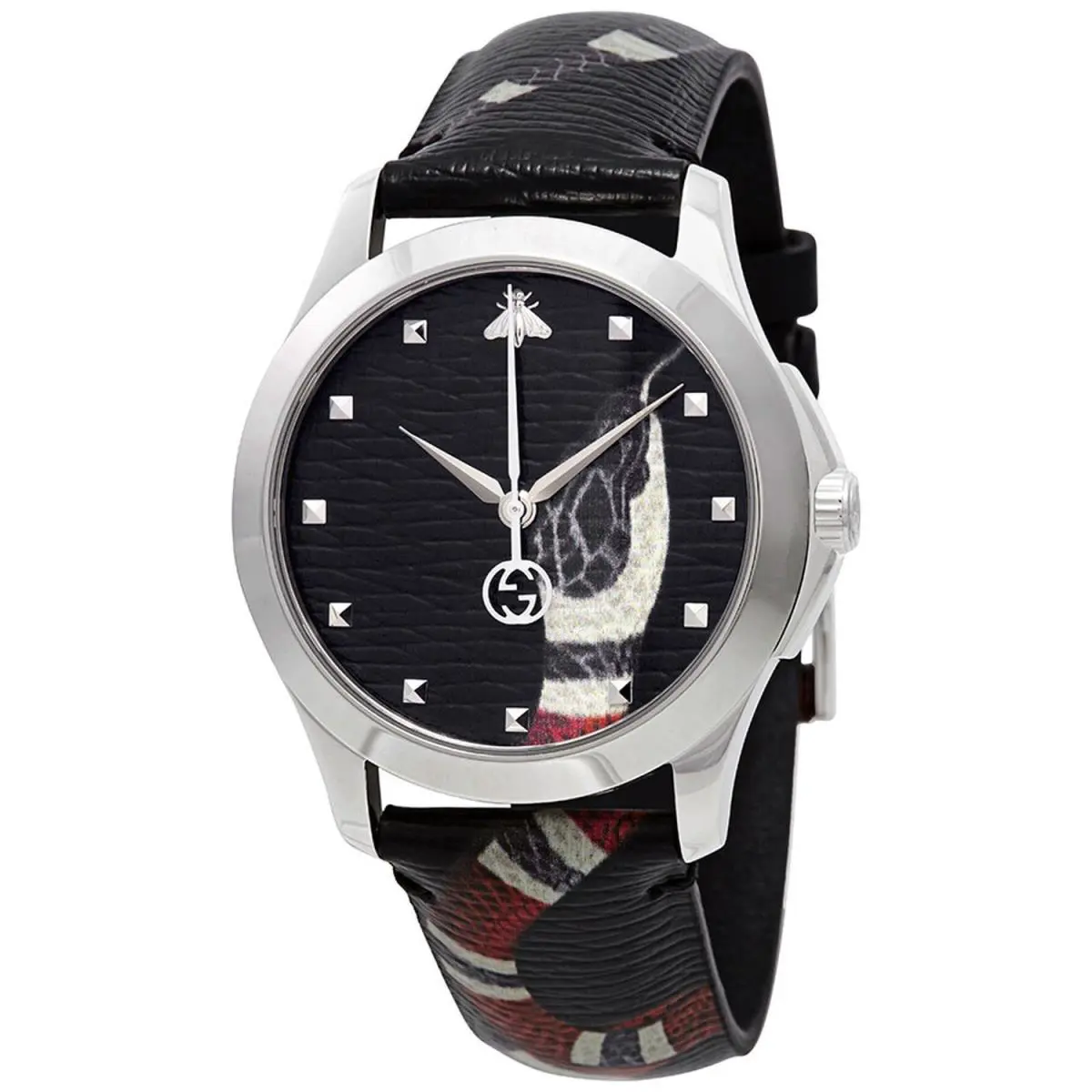 Gucci YA1264007A Men`s G-timeless Black Dial Quartz Watch - Dial: Black, Band: Multicolor