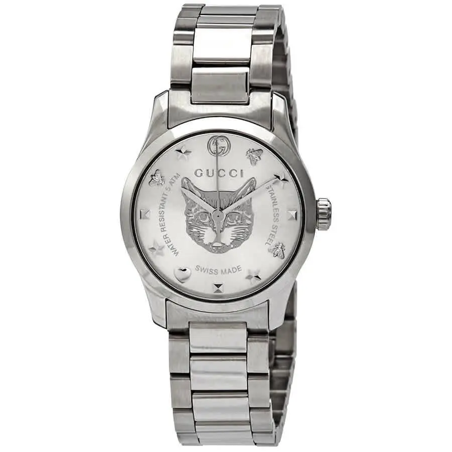 G-timeless Silver Dial Ladies Watch YA126595 by Gucci
