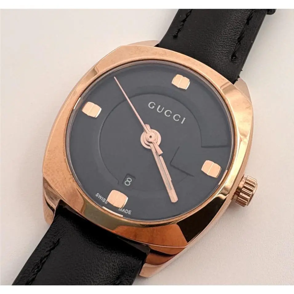 GG2570 Women`s Gold Tone Black Dial Quartz Watch - YA142509 by Gucci
