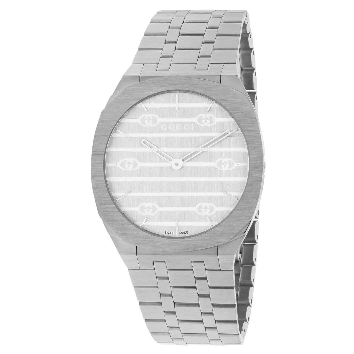 25H YA163402 Women`s Silver Dial Stainless Steel 34mm Quartz Watch by Gucci