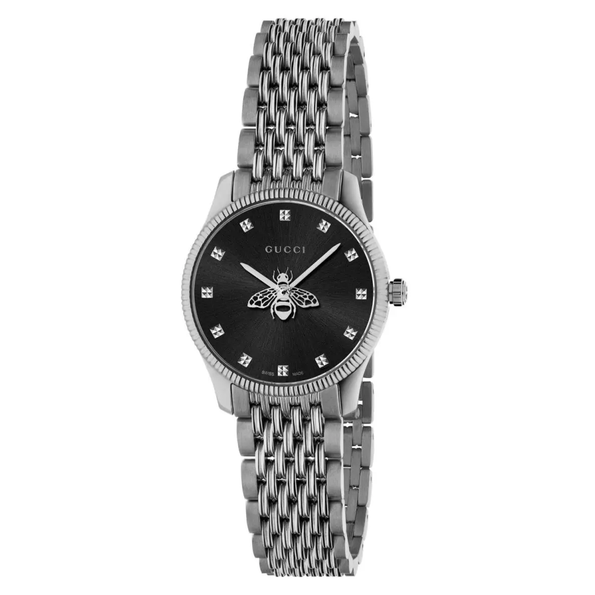 Gucci YA1265020 Women`s G-timeless Black Dial Quartz Watch - Dial: Black, Band: Silver-tone