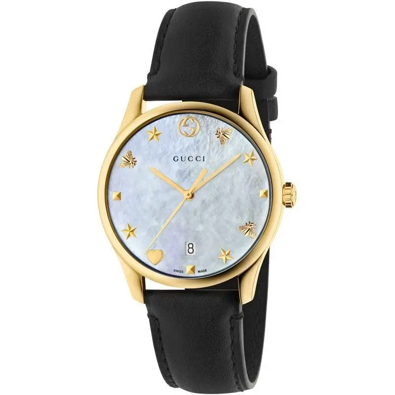 G-timeless Women`s Mop Dial Leather Band Watch - YA1264044A by Gucci