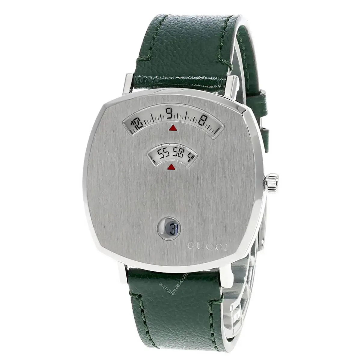 Grip 35mm Stainless Steel Green Leather Women`s Watch YA157406 by Gucci