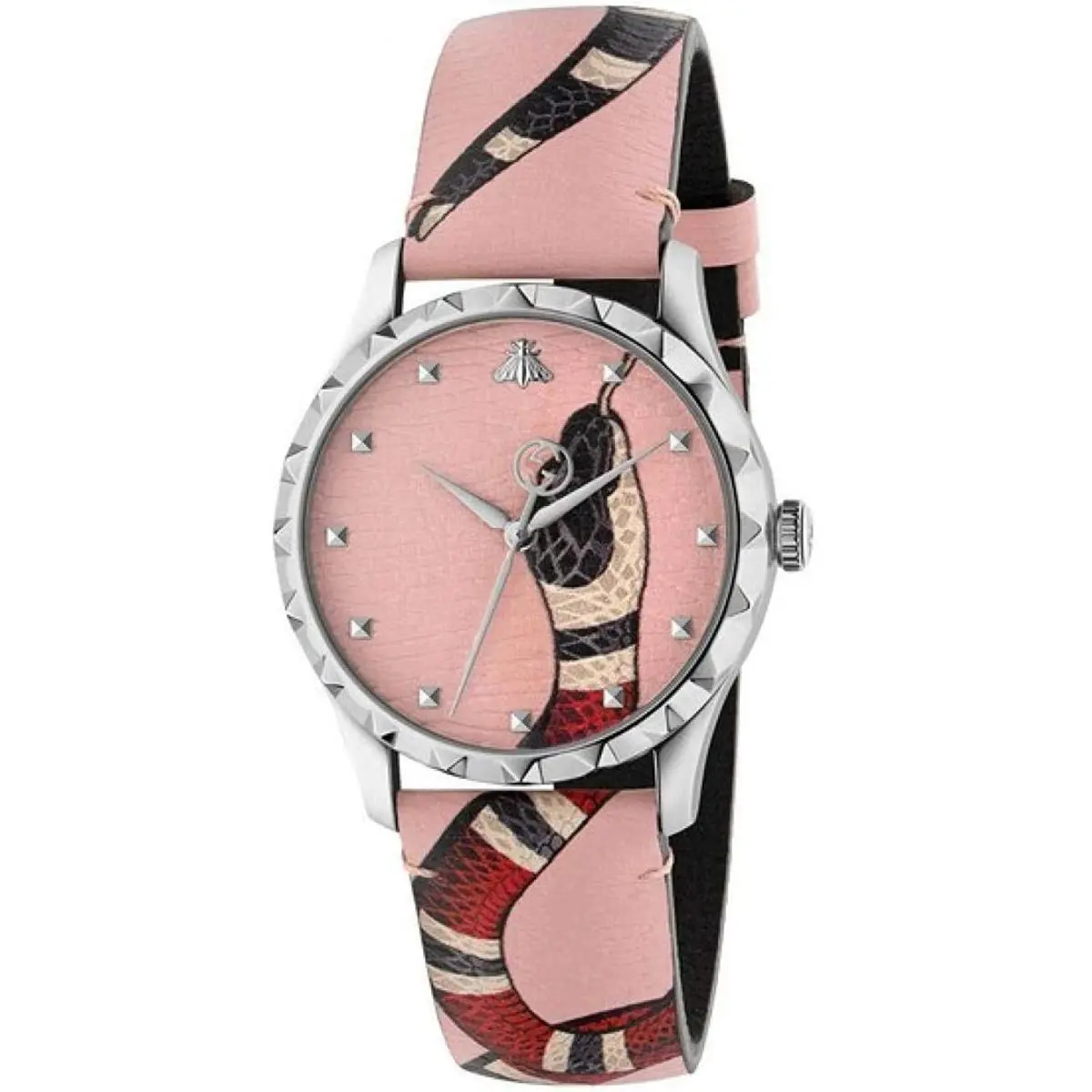 YA1264083 Le Marche Des Merveilles Pastel Pink Kingsnake Print Dial Watch by Gucci
