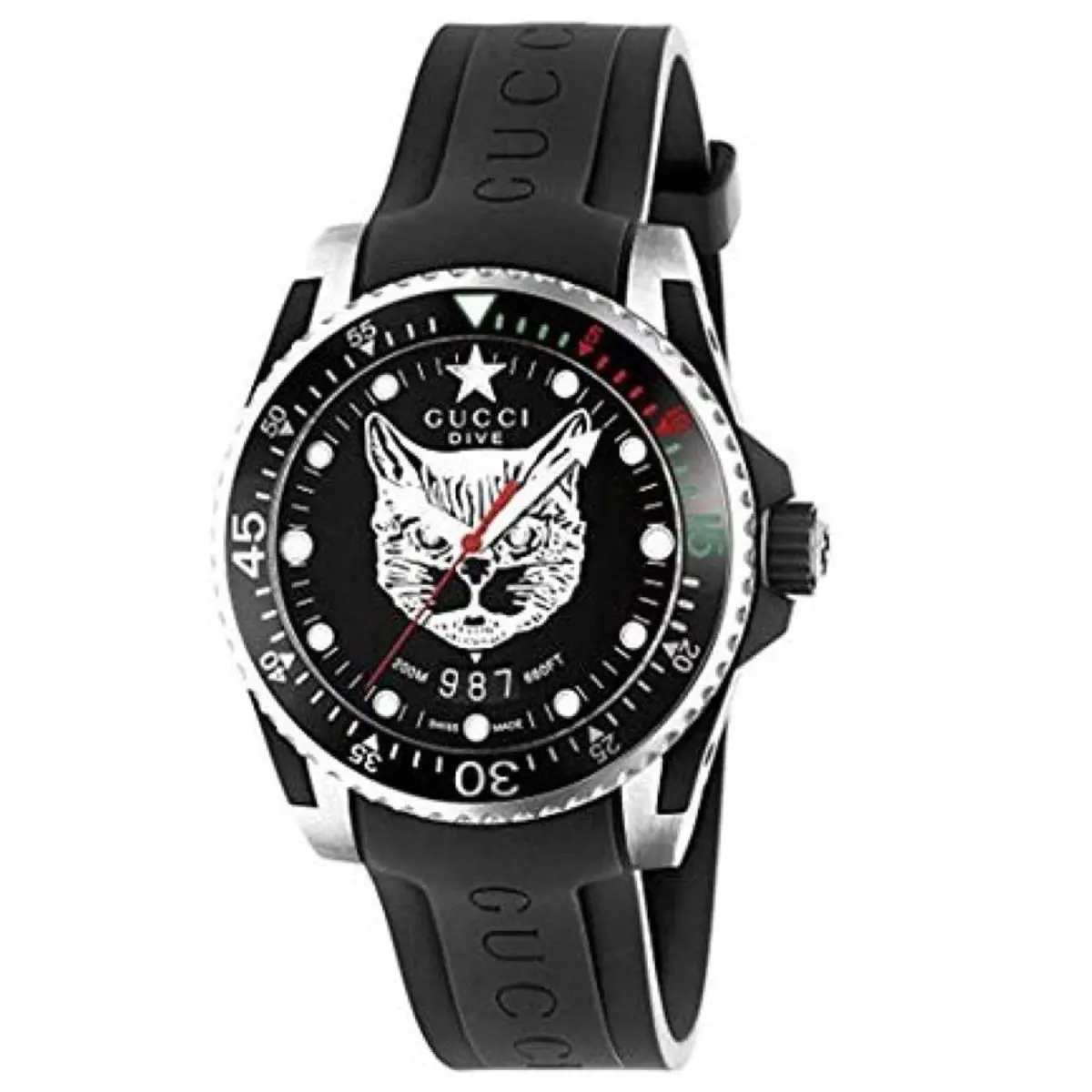 Gucci YA136320 Men`s Dive Black Quartz Watch - Dial: Black, Band: Black