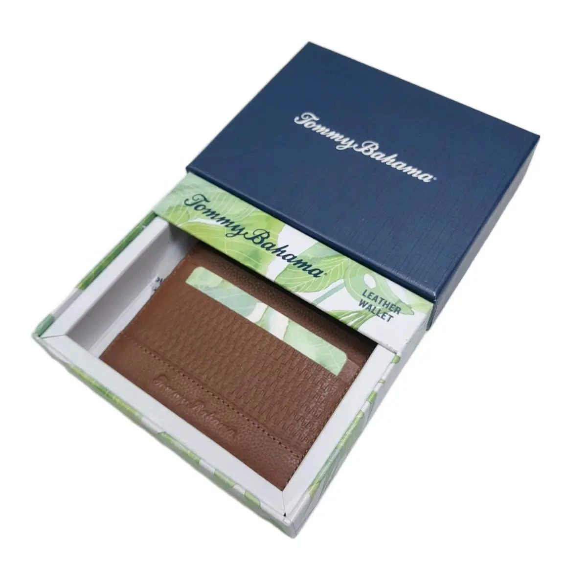 Tommy Bahama Men`s Textured Card Case/wallet Leather Tan