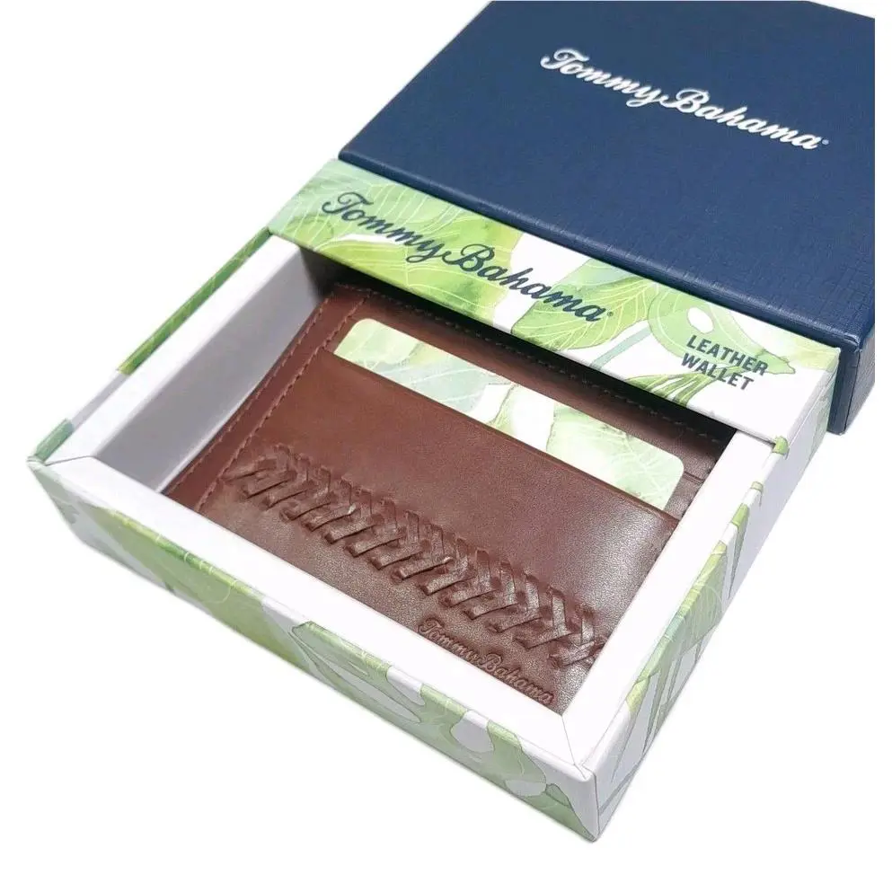 Tommy Bahama Men`s Card Case/wallet Leather Tan