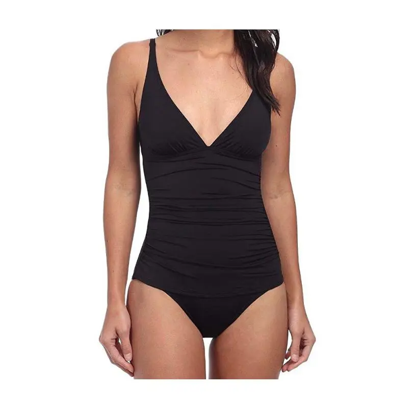 Pearl Over-the-shoulder V-neck One-piece Swimsuit Black Size 10 by Tommy Bahama