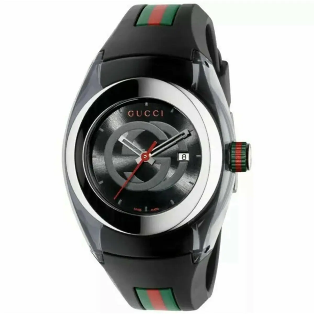Sync Xxl 46mm YA137101 Black Rubber Band Black Dial Unisex Watch by Gucci