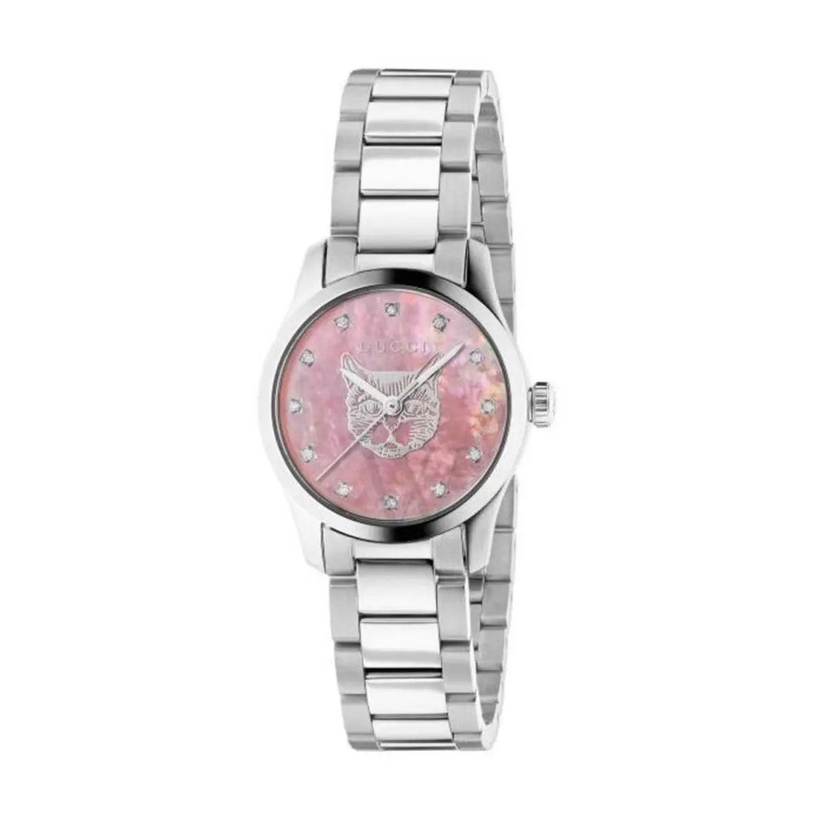 Gucci YA1265025 Women`s G-timeless Pink Mother of Pearl Dial Quartz Watch - Dial: Pink Mother of Pearl, Band: Silver-tone